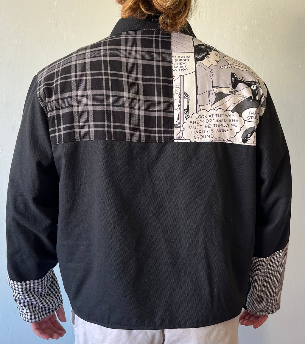 BLACK & WHITE PATCHWORK JACKET - XXL