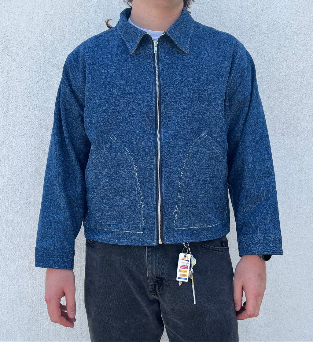 FLORAL DENIM JACKET - L