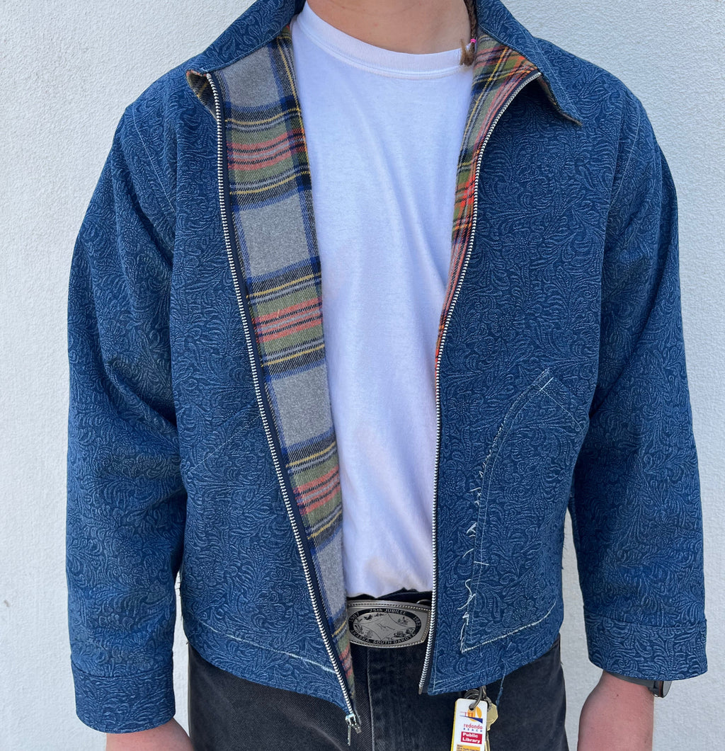 FLORAL DENIM JACKET - L